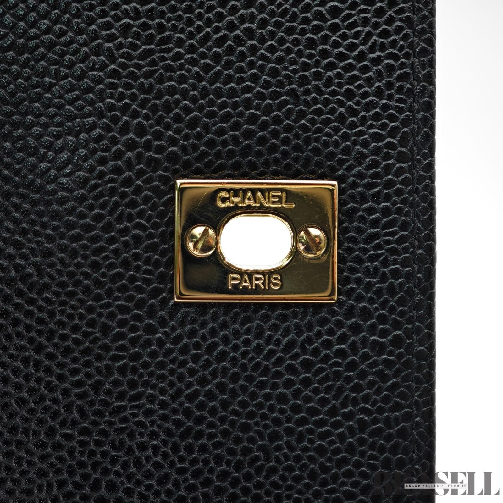 CHANEL Kelly Top Handle Bag Caviar Skin Black Handbag Women's Guarantee Card