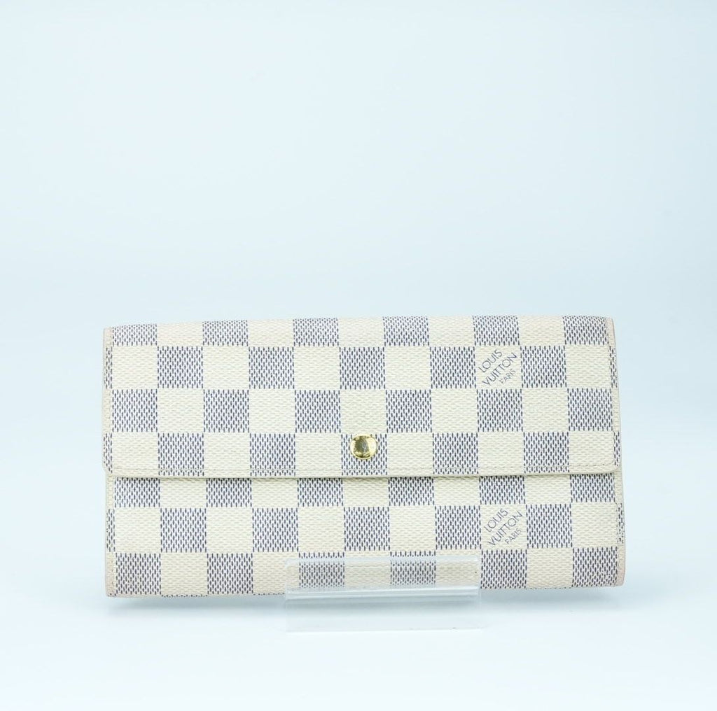 LOUIS VUITTON Damier Azur Portefeuille Sarah N61735 Long Wallet Men and Women