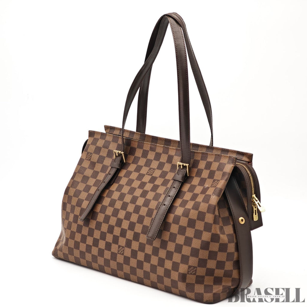 LOUIS VUITTON Chelsea Shoulder Tote Bag Damier Leather Canvas Brown N51119