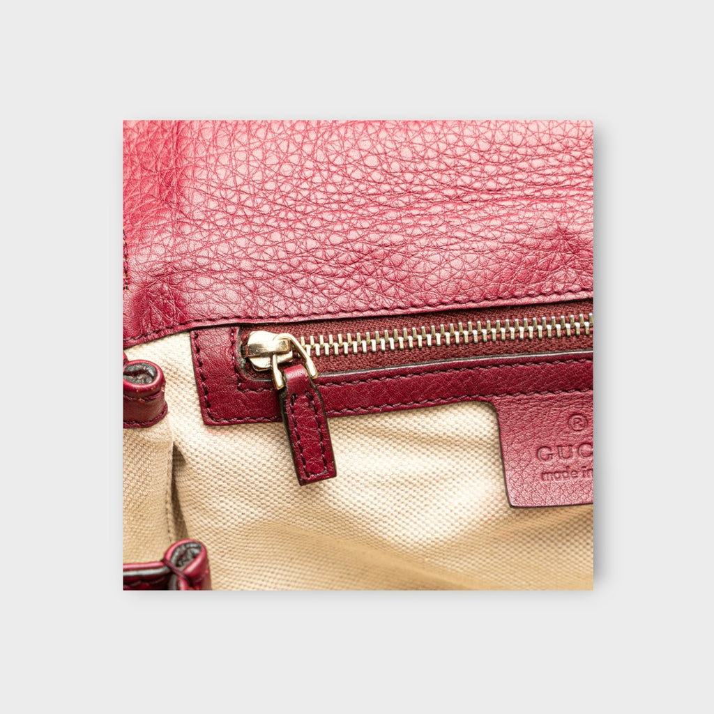 GUCCI New Bamboo Handbag Shoulder Bag 2WAY 256805 Bordeaux Leather【B】