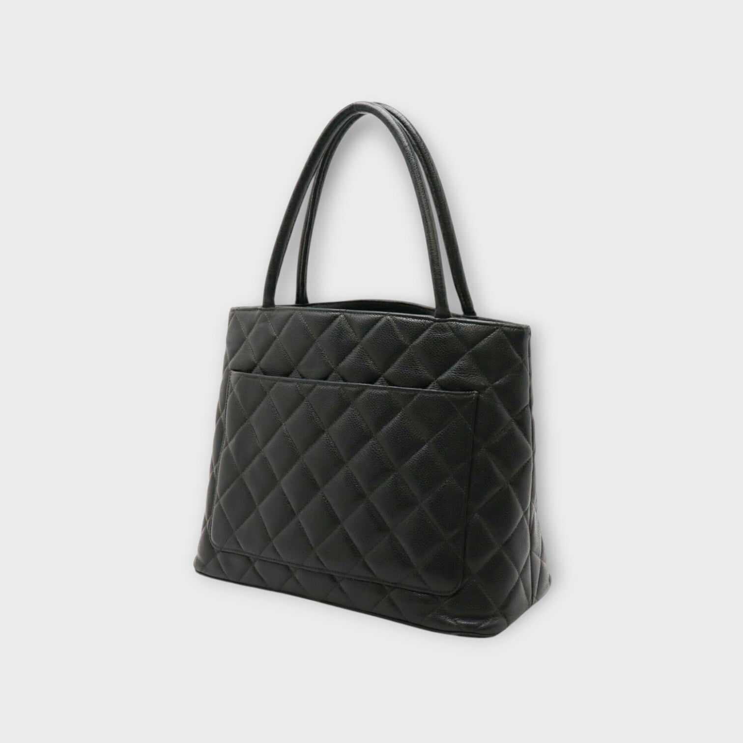 CHANEL Matelassé Coco Mark Reissue Tote Caviar Skin Leather Black 【B】