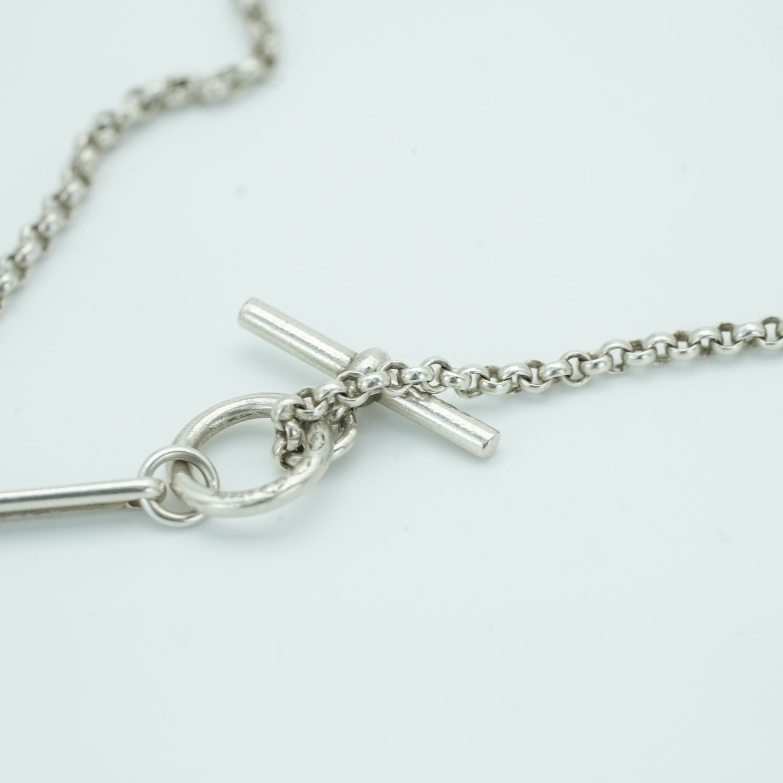 HERMES Ex Libris MM Necklace Coin Silver for Women' Men's