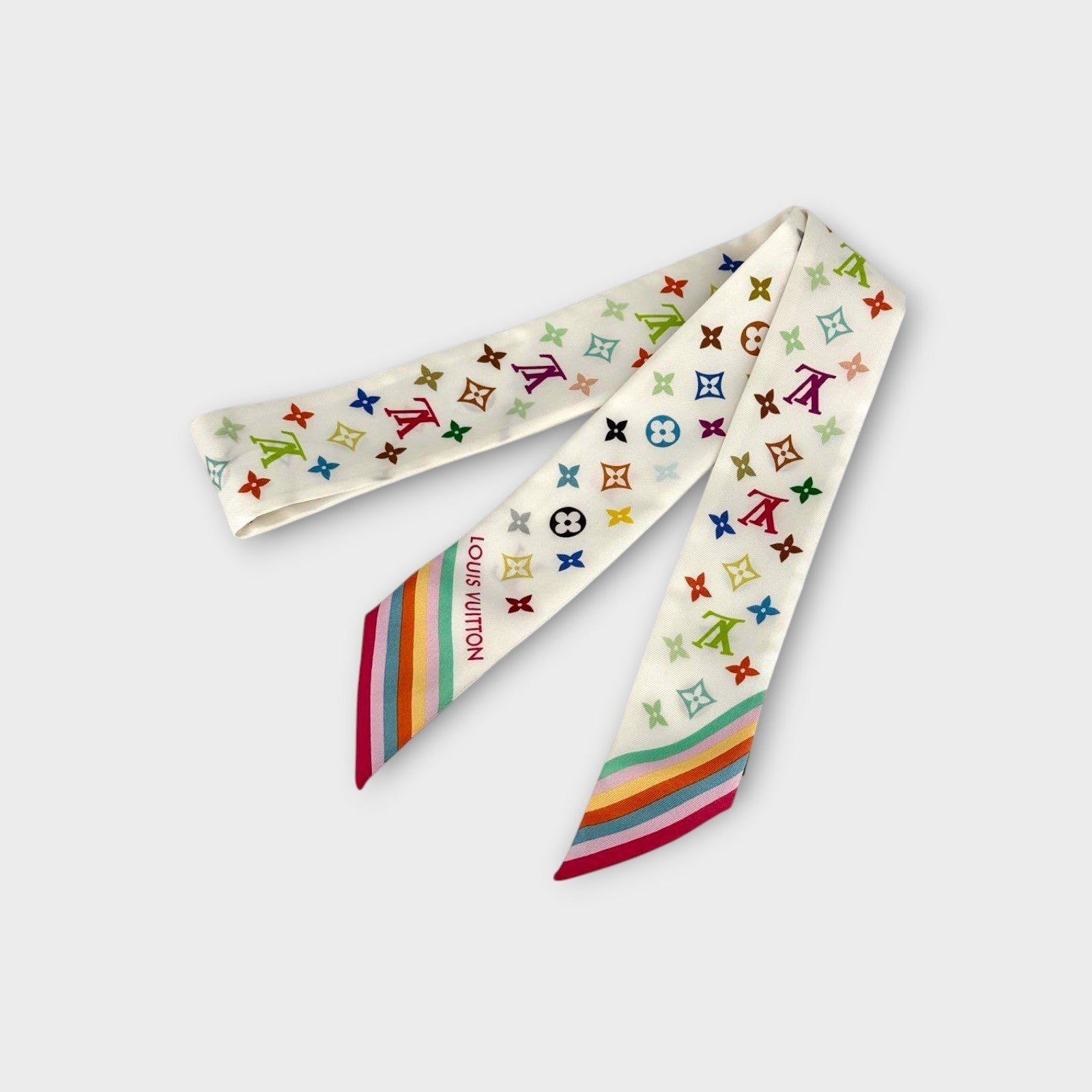 Louis Vuitton Takashi Murakami Bandeau BB Multicolor Monogram LV TM Silk Scarf