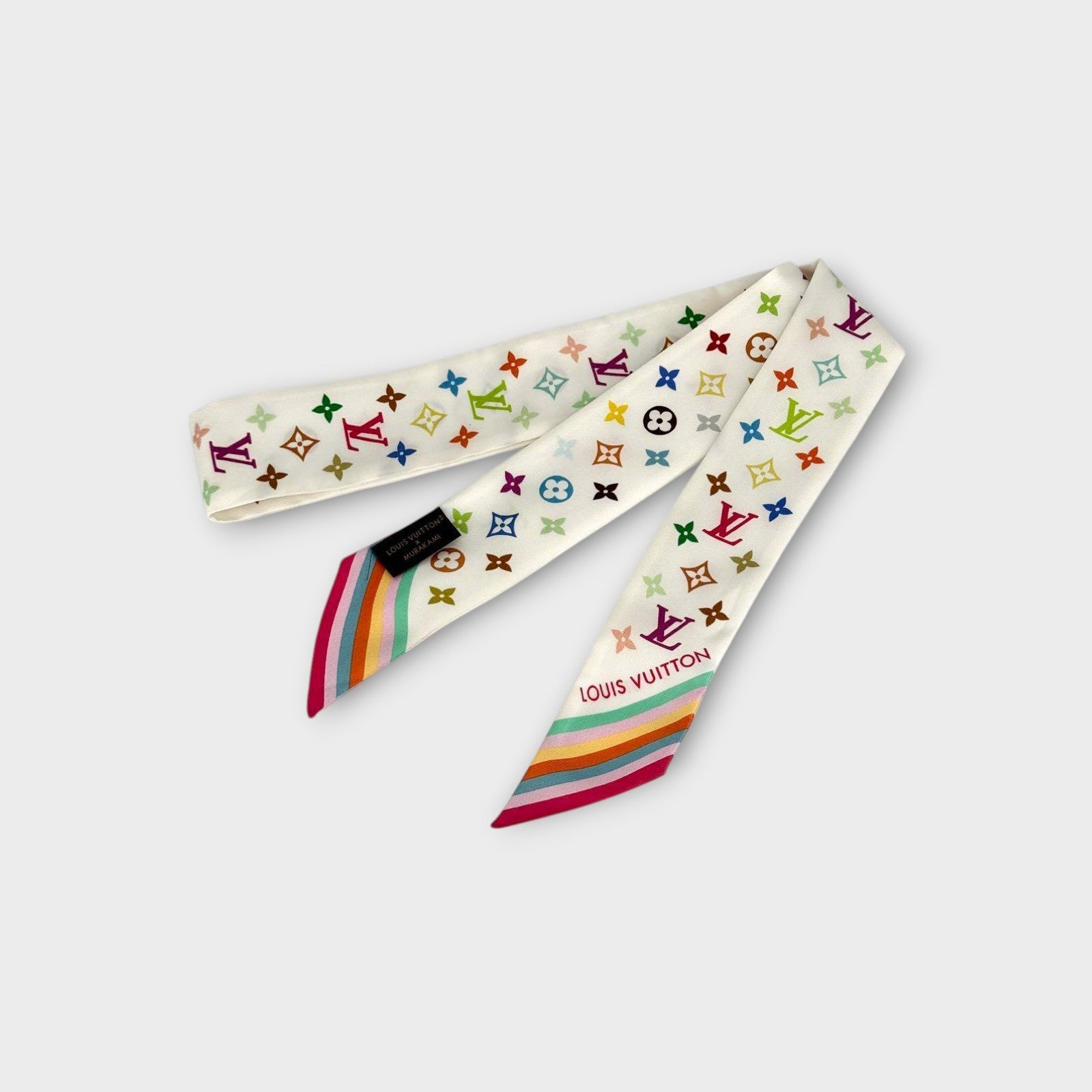 Louis Vuitton Takashi Murakami Bandeau BB Multicolor Monogram LV TM Silk Scarf