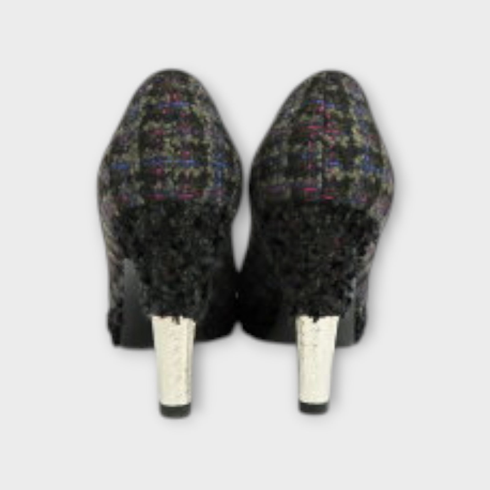 CHANEL Tweed Pumps G27495 Size 34.5 (21.5cm) Black with Coco Mark