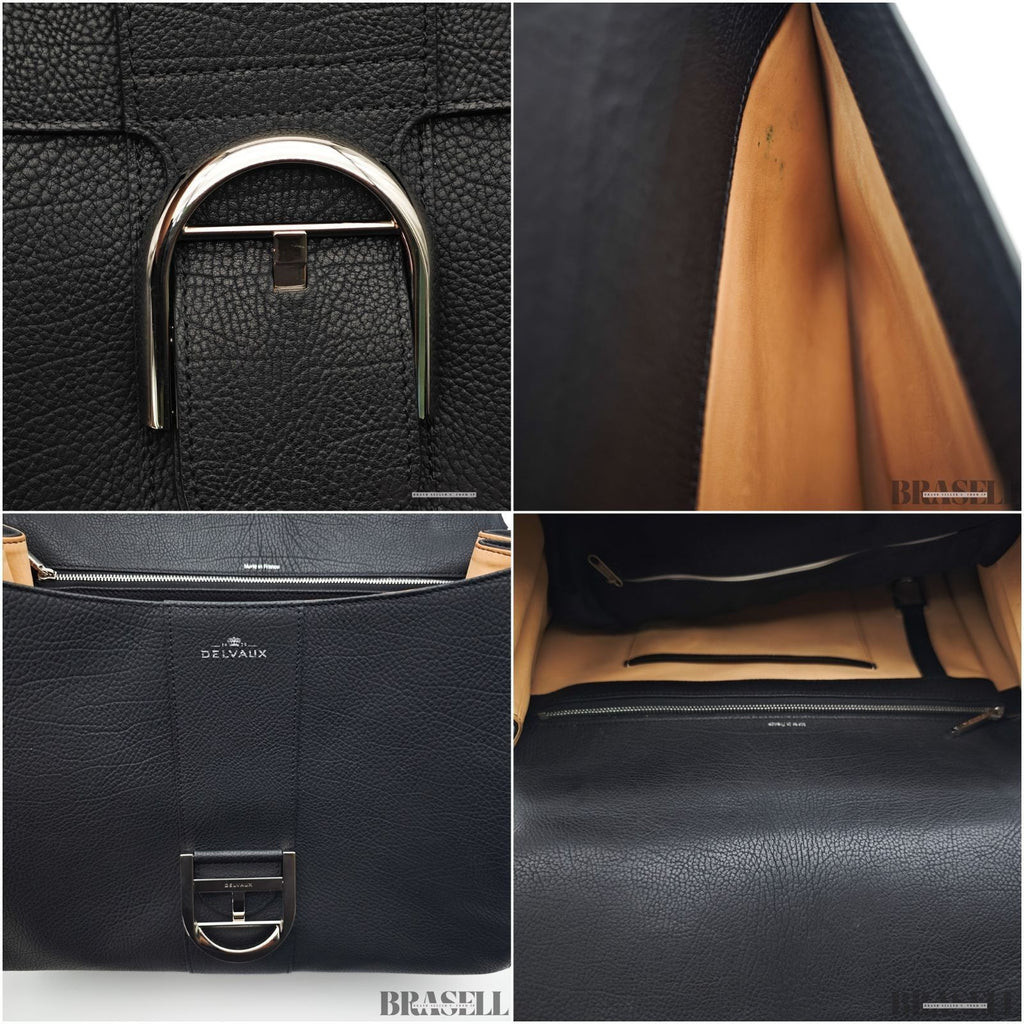 Delvaux Brillant MM Handbag Shoulder Bag 2-Way Black Women’s With Dust Bag