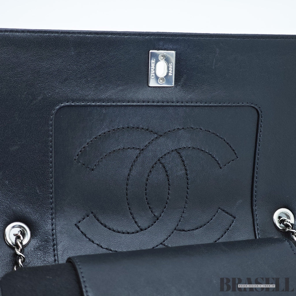 CHANEL Mademoiselle Vintage Double Flap W A93083 Chain Shoulder Bag Black