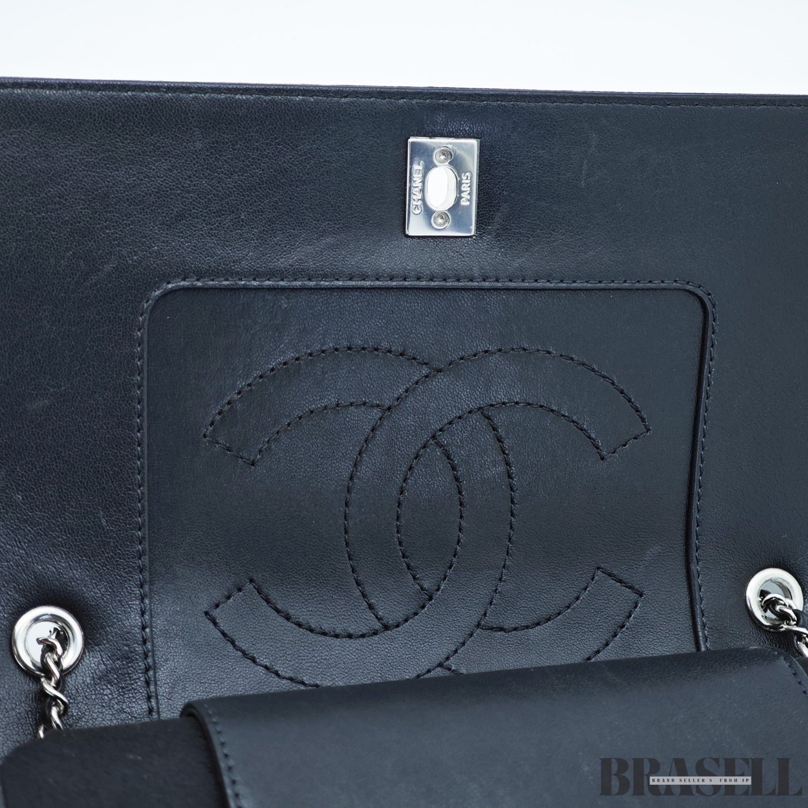 CHANEL Mademoiselle Vintage Double Flap W A93083 Chain Shoulder Bag Black