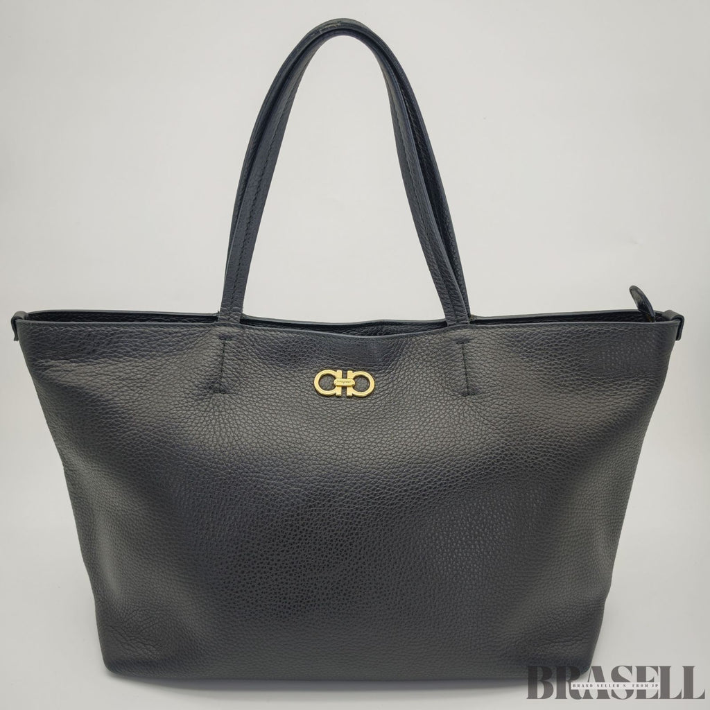 Ferragamo Gancini Tote Bag Black color Leather Women's