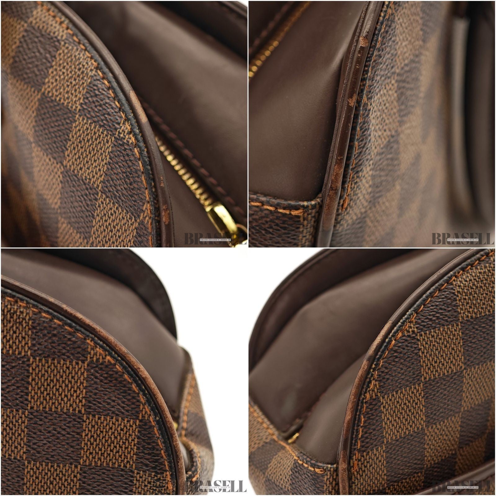 LOUIS VUITTON Saria ORIENTAL Hand Bag N51282 Damier Canvas Leather Ebene Brown