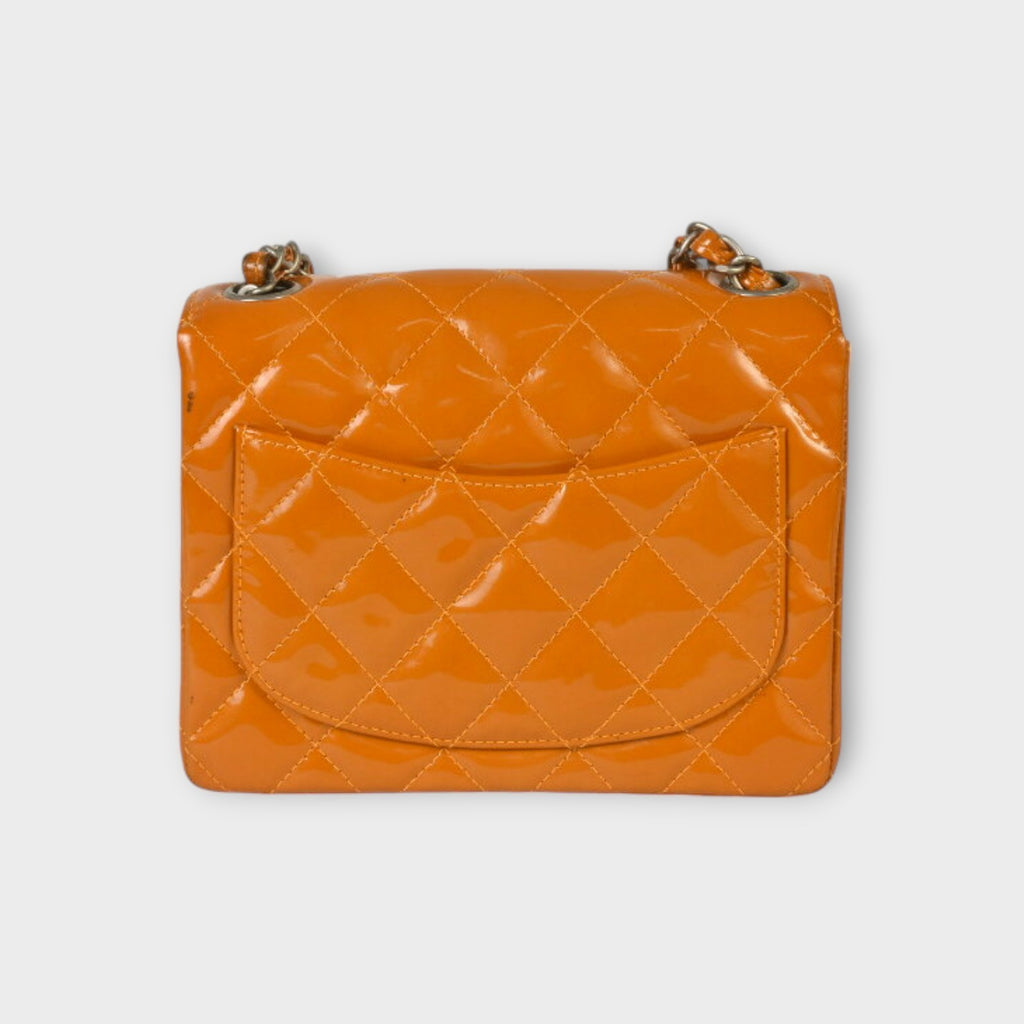 CHANEL Mini Matelasse Coco Mark Single Flap Chain Shoulder Bag Enamel Orange