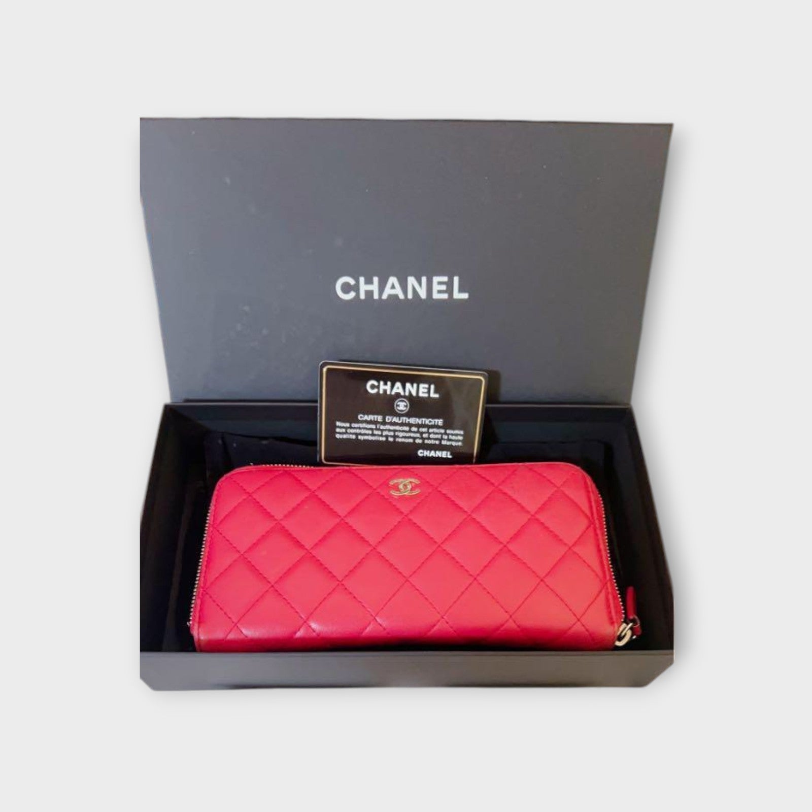 Chanel Matelassé L-Gusset Zip Around Wallet