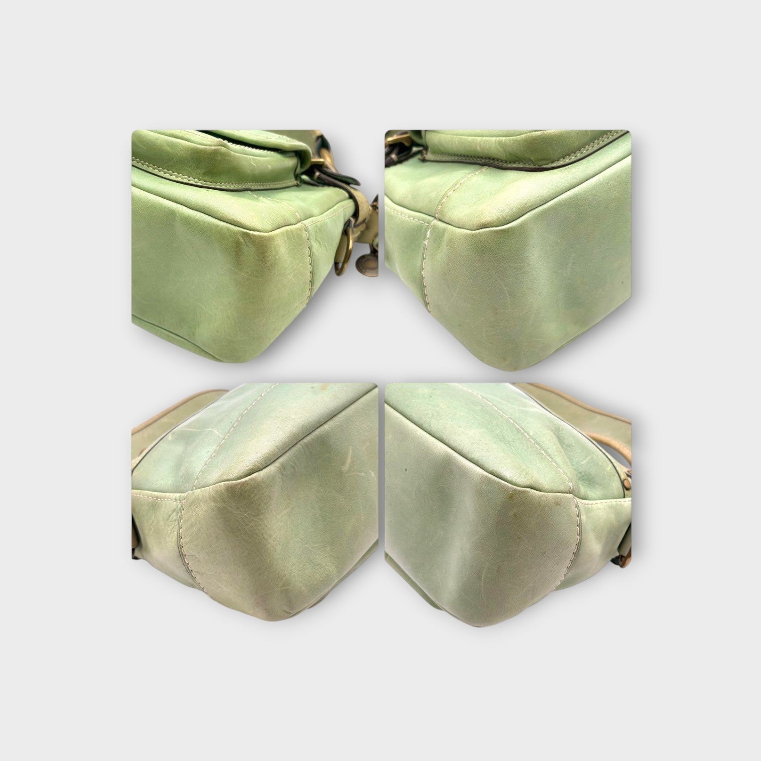 Coach Legacy Turnlock Gold Hardware One Shoulder Bag Leather Green 【B】