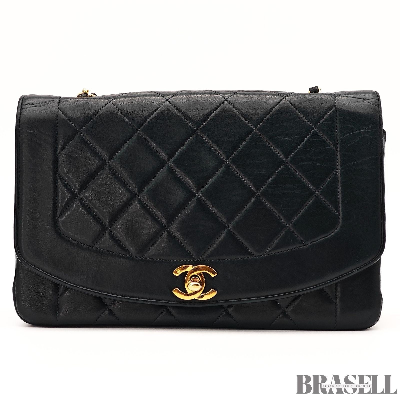 Chanel Diana 25 Bag Handbag Matelassé Flap Black Lambskin Women’s Guarantee Card