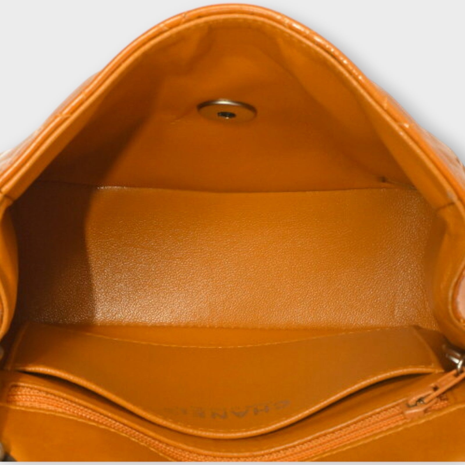 CHANEL Mini Matelasse Coco Mark Single Flap Chain Shoulder Bag Enamel Orange