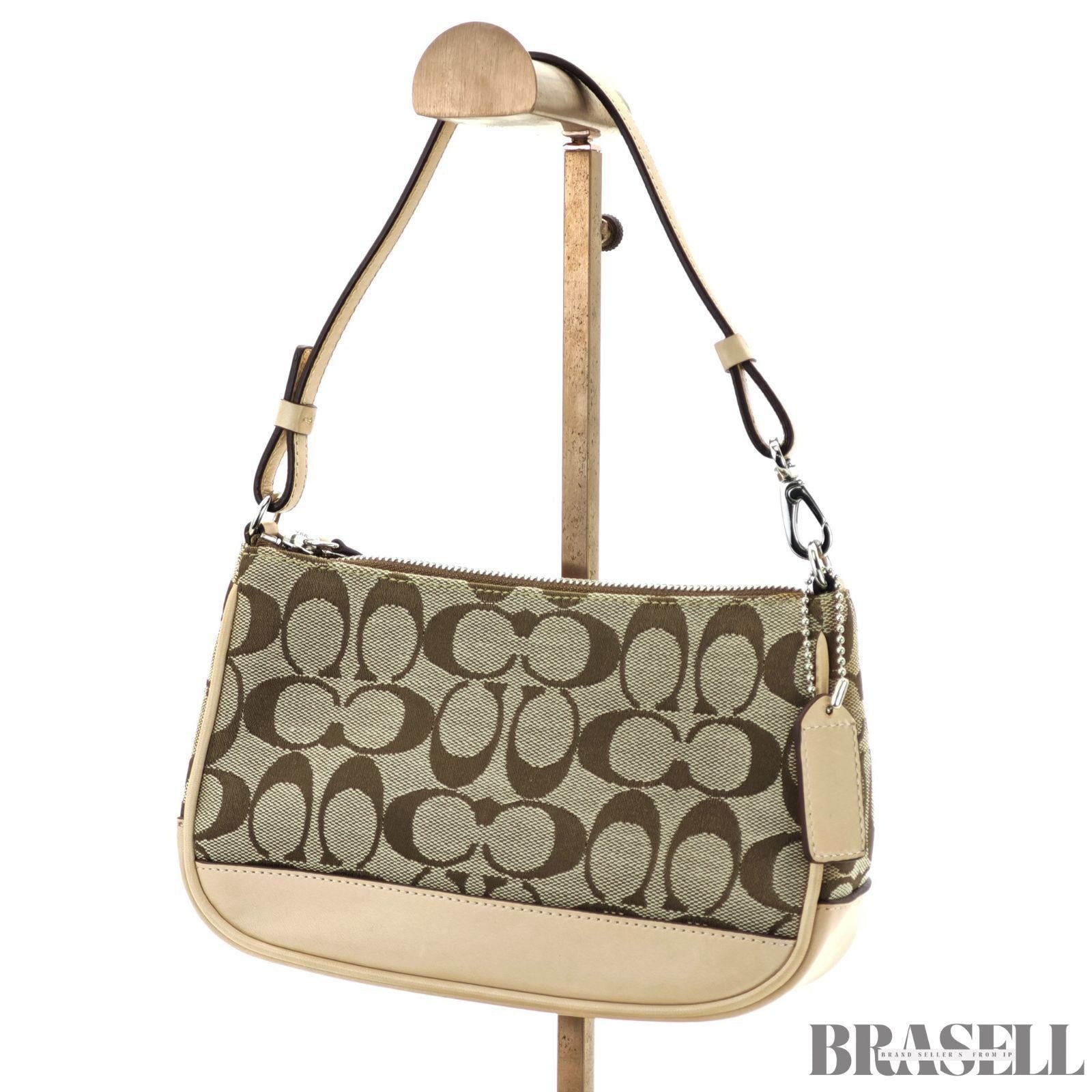 COACH Signature Mini Bag Beige Handbag Women's with Dust Bag