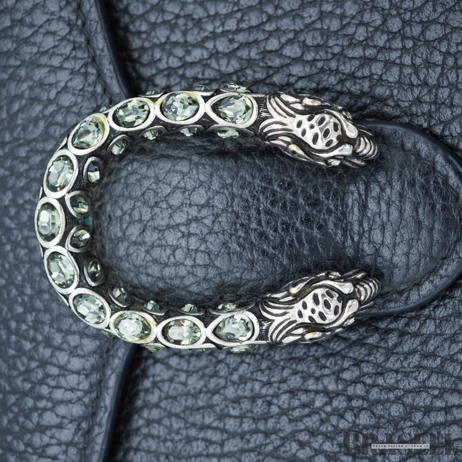 GUCCI Dionysus Tiger Head Chain Wallet 401231 Leather Black