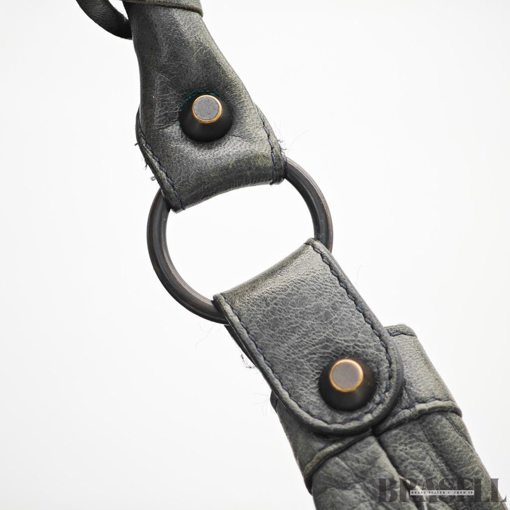 BALENCIAGA The Day Shoulder Bag Leather Hobo Bag Black