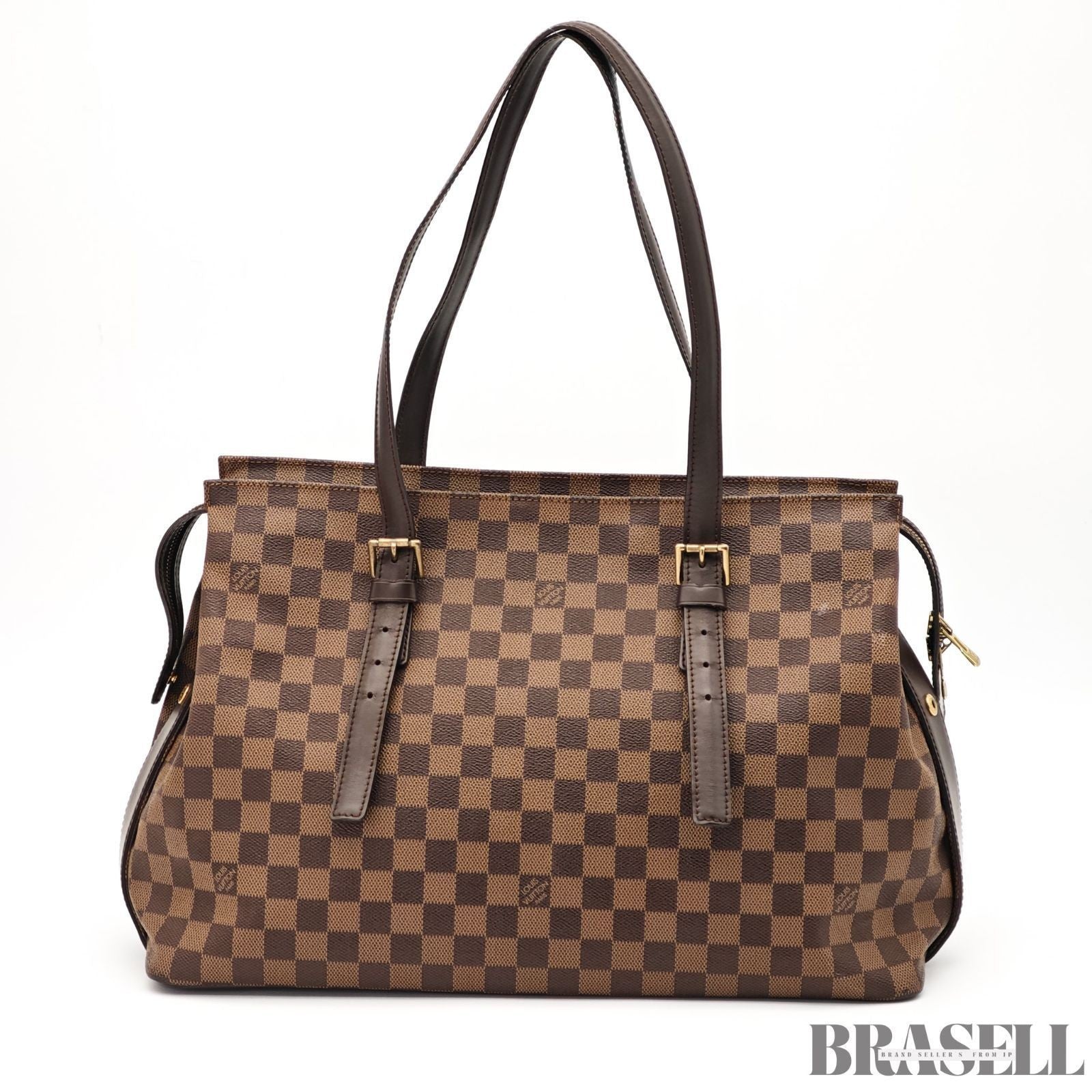 LOUIS VUITTON Chelsea Shoulder Tote Bag Damier Leather Canvas Brown N51119
