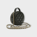 Chanel Matelasse Round Chain Shoulder Bag in Calfskin Black AP2502