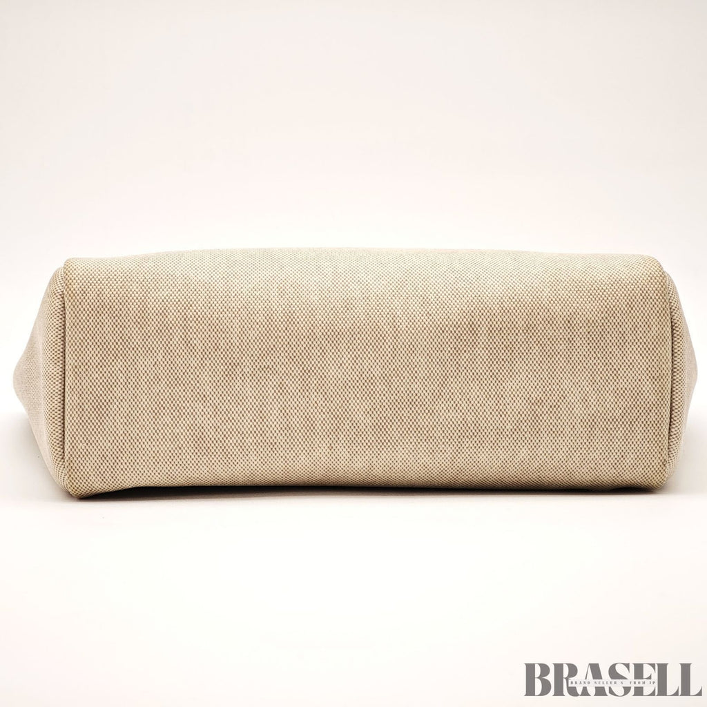 Hermès Herbag MM Handbag Trapezoid Canvas Large Beige Unisex With Padlock