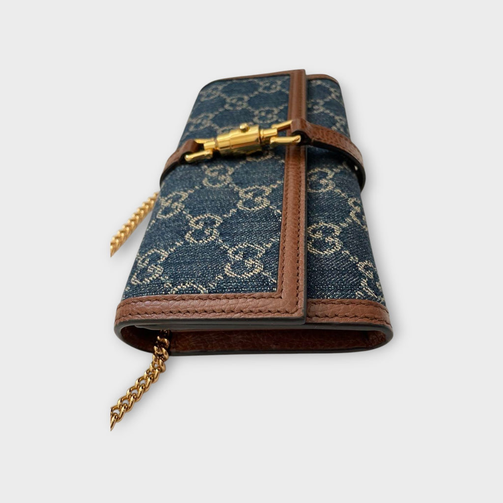 GUCCI Jackie Chain Wallet 1961 Indigo Blue