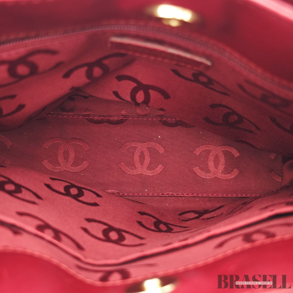 Authentic CHANEL Wild Stitch Tote Bag Handbag Leather Red Magnet Women