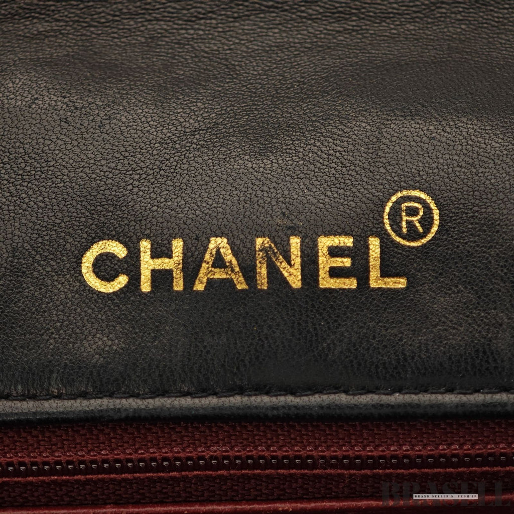 CHANEL Matelassé Diana 25 Chain Shoulder Bag Flap Quilted Black Lambskin Logo