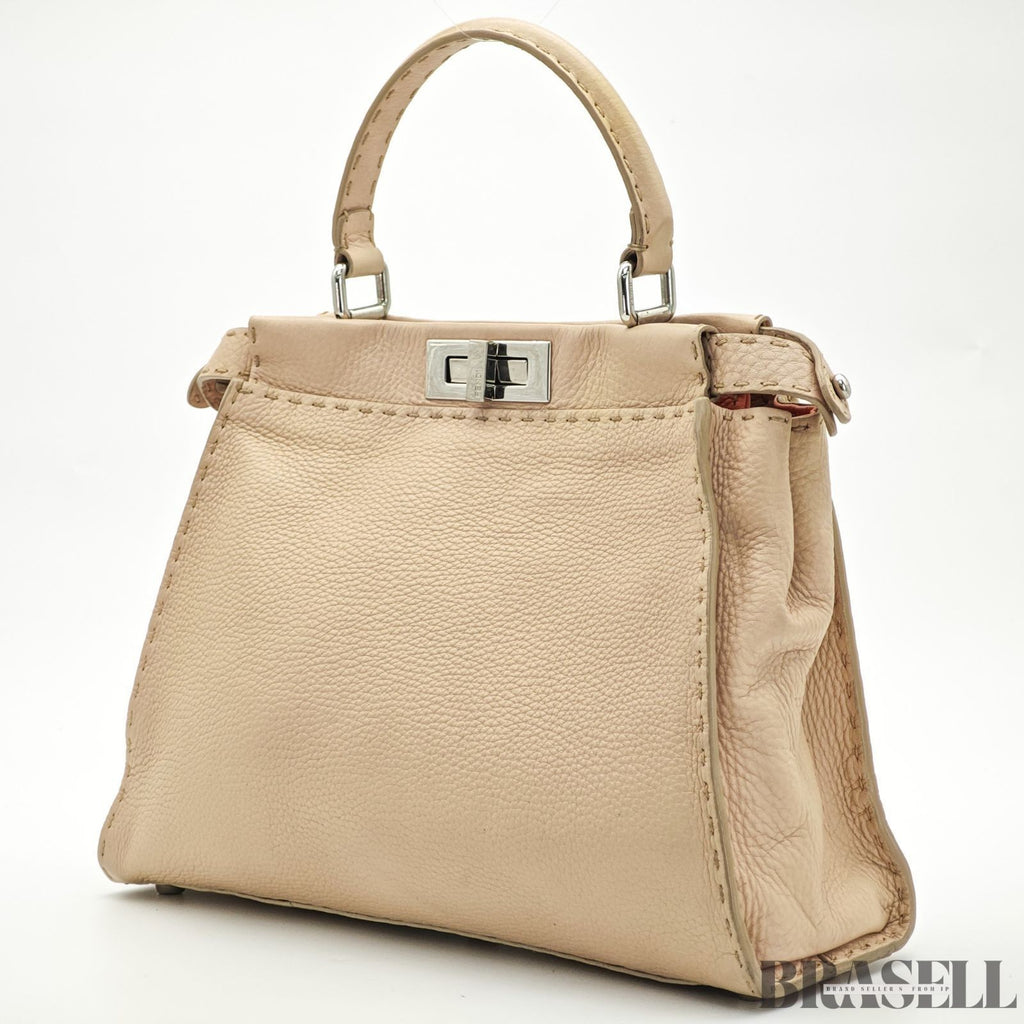 Fendi Regular Peekaboo Selleria 8BN226 Handbag Shoulder Bag 2Way Beige