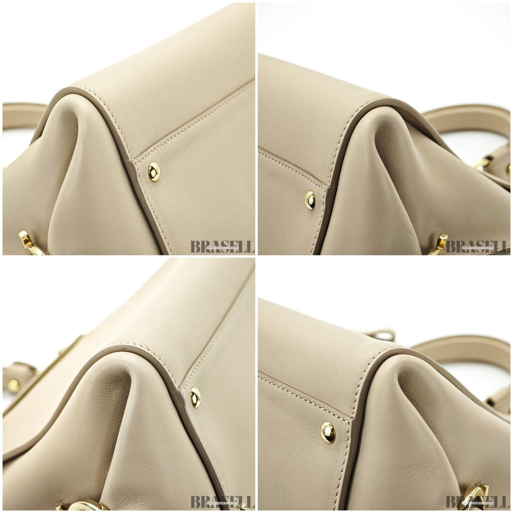 Ferragamo Gancini 2-Way Bag Shoulder Bag Handbag Beige Women’s