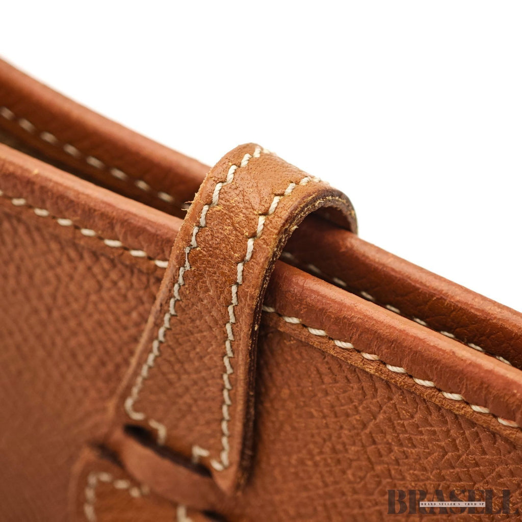 HERMES Mini Evelyne Shoulder Bag Crossbody Gold Brown Taurillon Clemence Leather