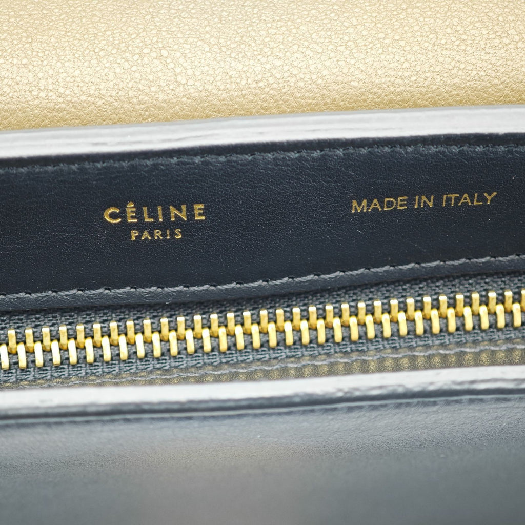 CELINE Trapeze Small 2-Way Bag Black with Flap with Shoulder Strap