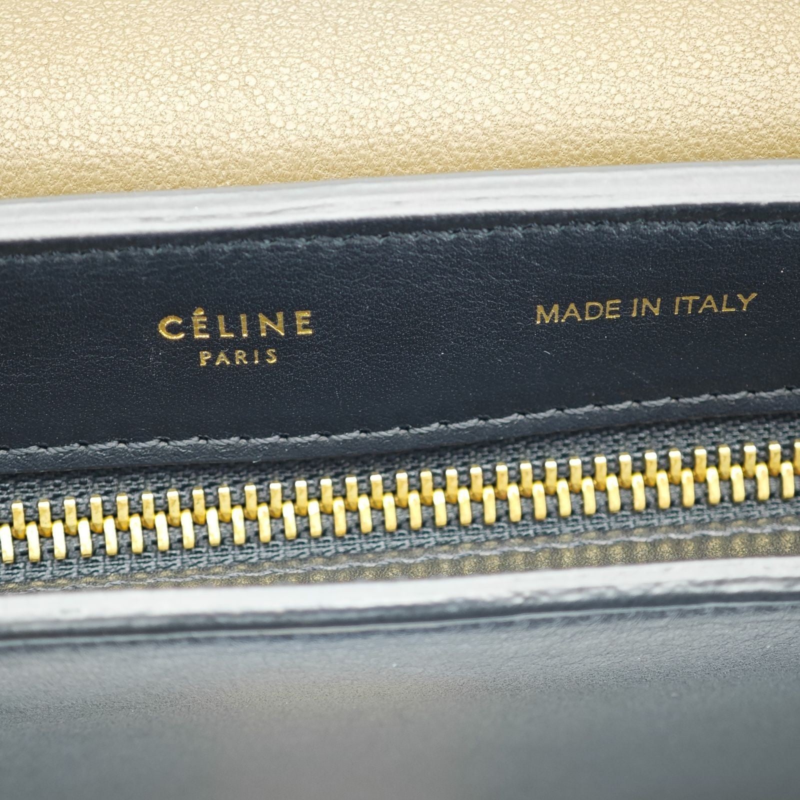 CELINE Trapeze Small 2-Way Bag Black with Flap with Shoulder Strap
