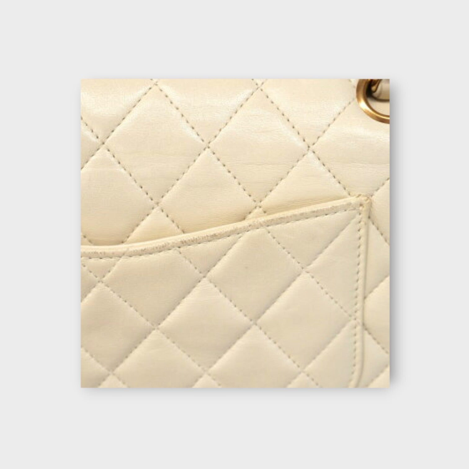 CHANEL MATRASSE W chain shoulder bag Lamb skin white with champagne gold hardwar