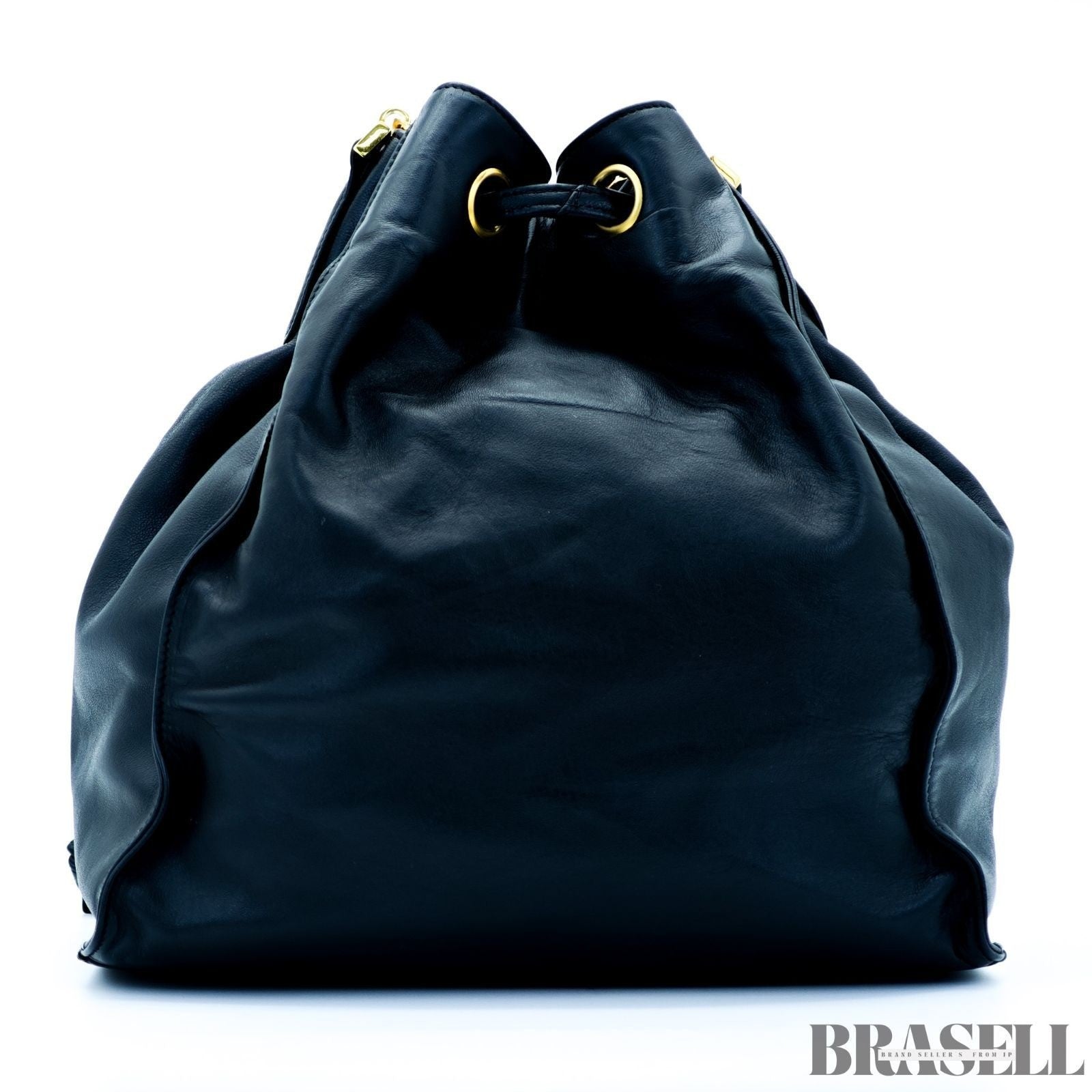 Chanel Drawstring Lambskin Coco Mark Chain Shoulder Bag Black Women w/Dust Bag