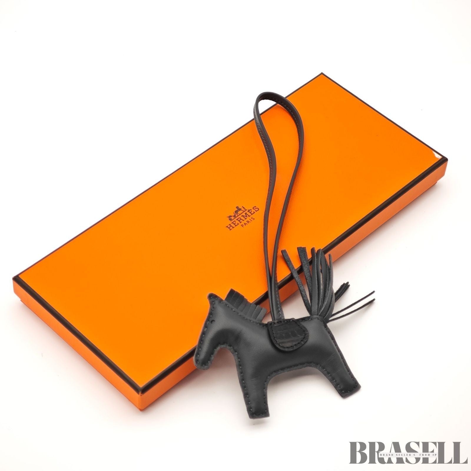 HERMES Rodeo PM Touch Bag Charm Keychain So Black Leather Horse Unisex Box