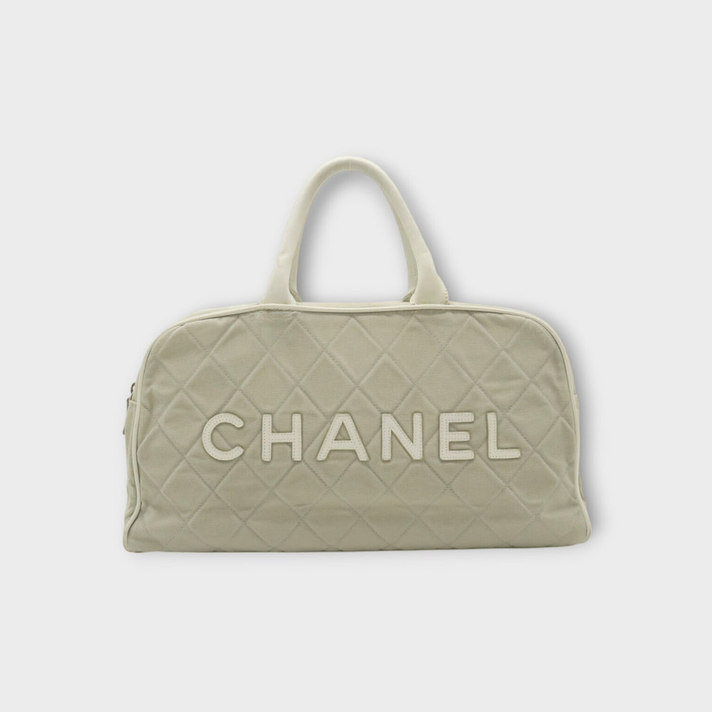 CHANEL Sports Line Matelasse Mini Boston Bag Canvas Leather Gray A15457 【B】