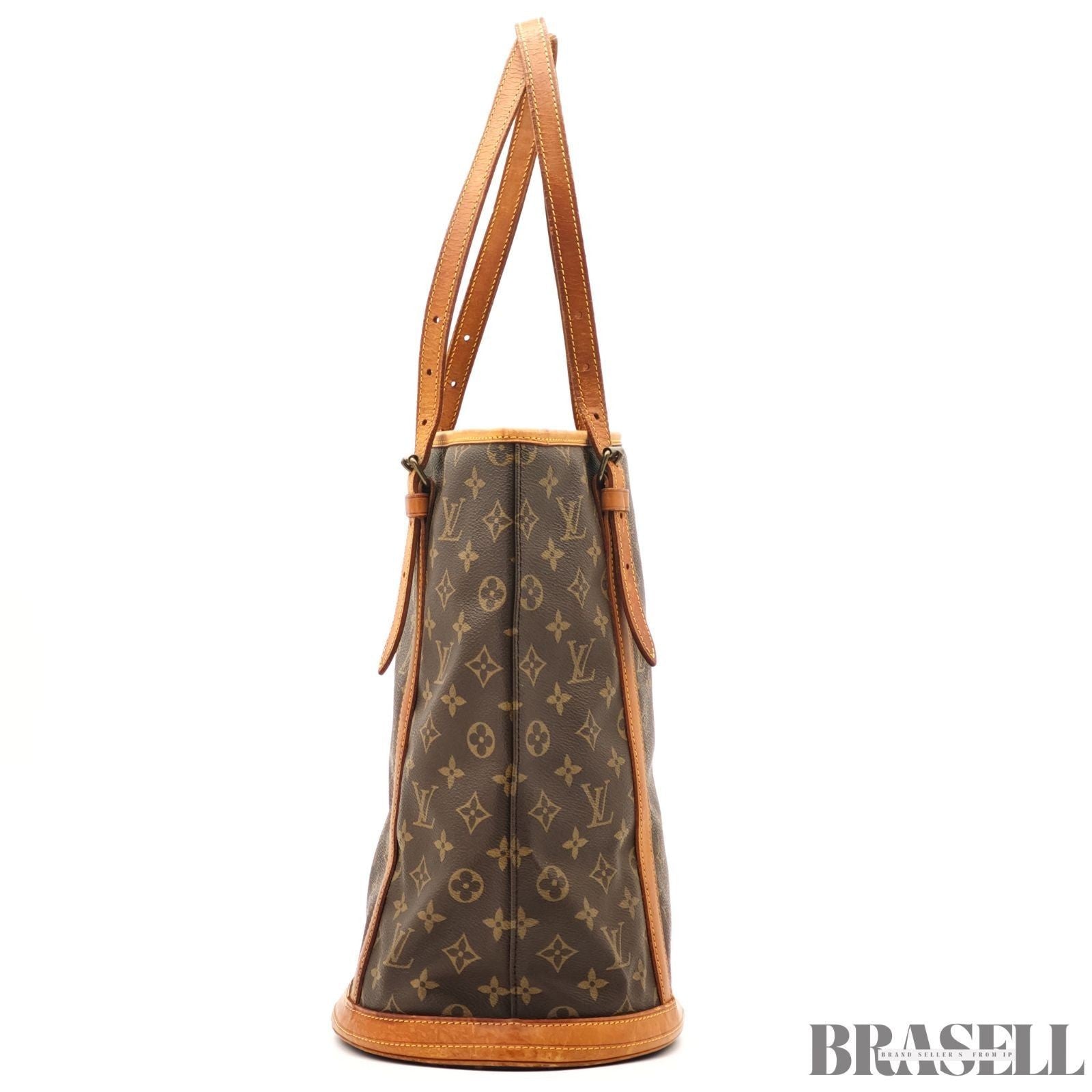 LOUIS VUITTON BUCKET GM Shoulder Tote Bag Monogram Leather Canvas Brown M42236