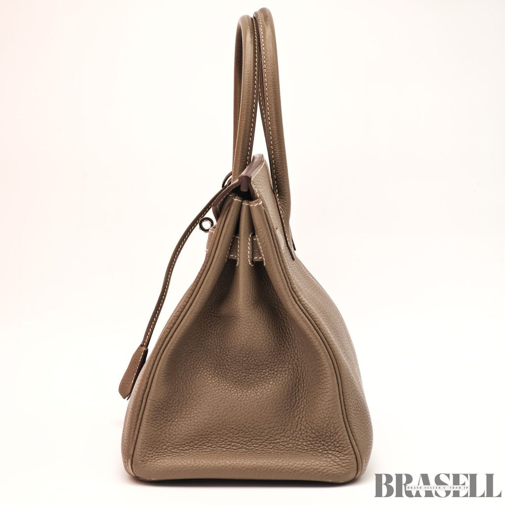 Hermes Birkin 30 Etoupe Togo Leather Tote Handbag Women Authentic Bag w/Box