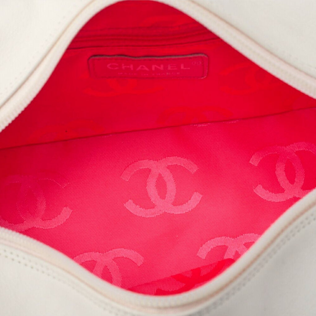 CHANEL Cambon Line Calfskin Mini Tote Bag in White and Black