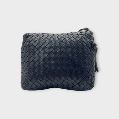Bottega Veneta Intrecciato Shoulder Bag Fringe Tassel Leather Navy【A】