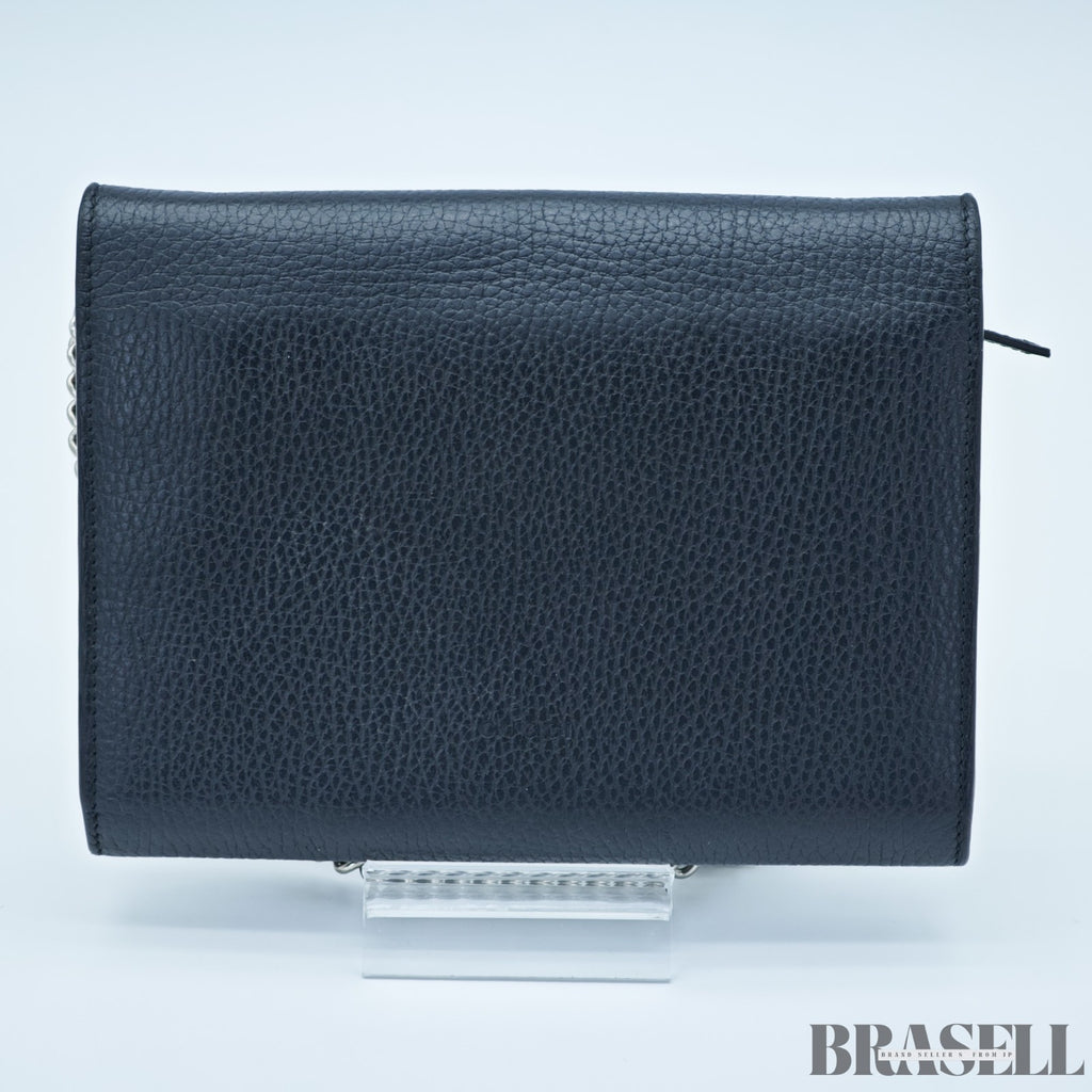 GUCCI Dionysus Tiger Head Chain Wallet 401231 Leather Black