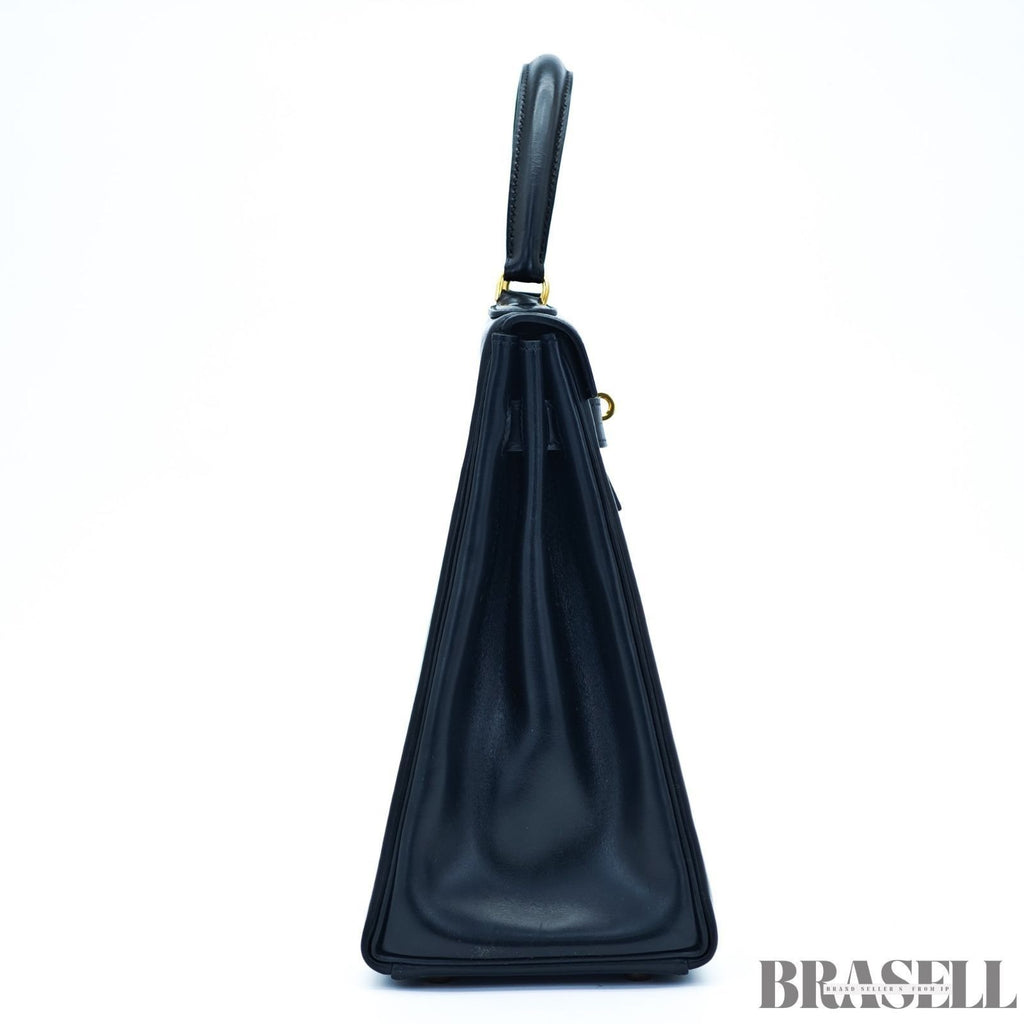 Borsa Hermès Kelly 32 borsa borsetta nera donna hardware oro con scatola e...