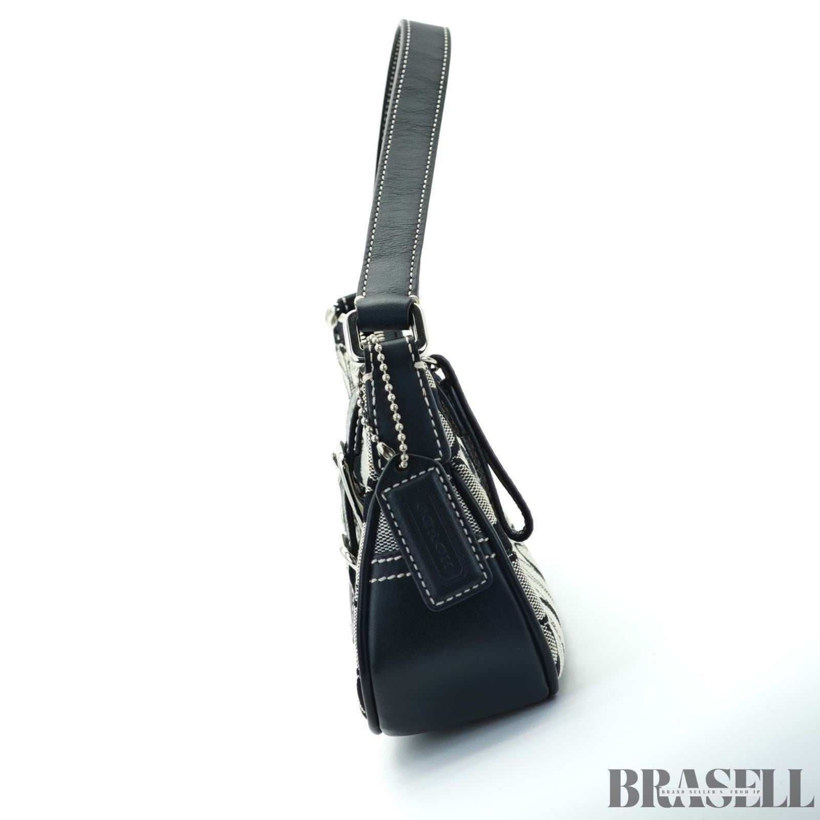 COACH Signature Shoulder Bag Hobo Bag Crescent Moon Black