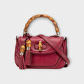 GUCCI New Bamboo Handbag Shoulder Bag 2WAY 256805 Bordeaux Leather【B】