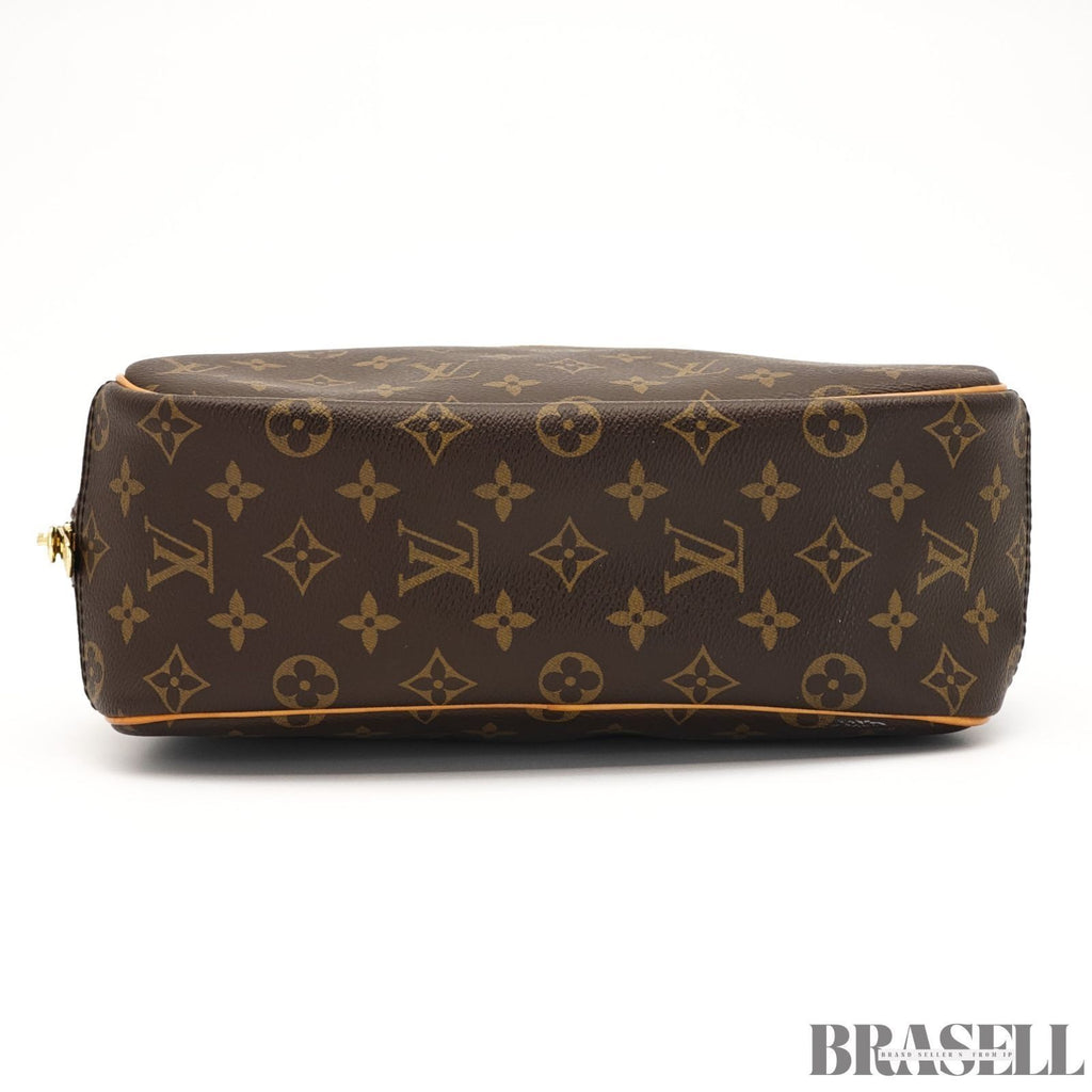 Louis Vuitton Trouville Monogram Handbag M42228 Tote Bag Brown PVC Leather Women