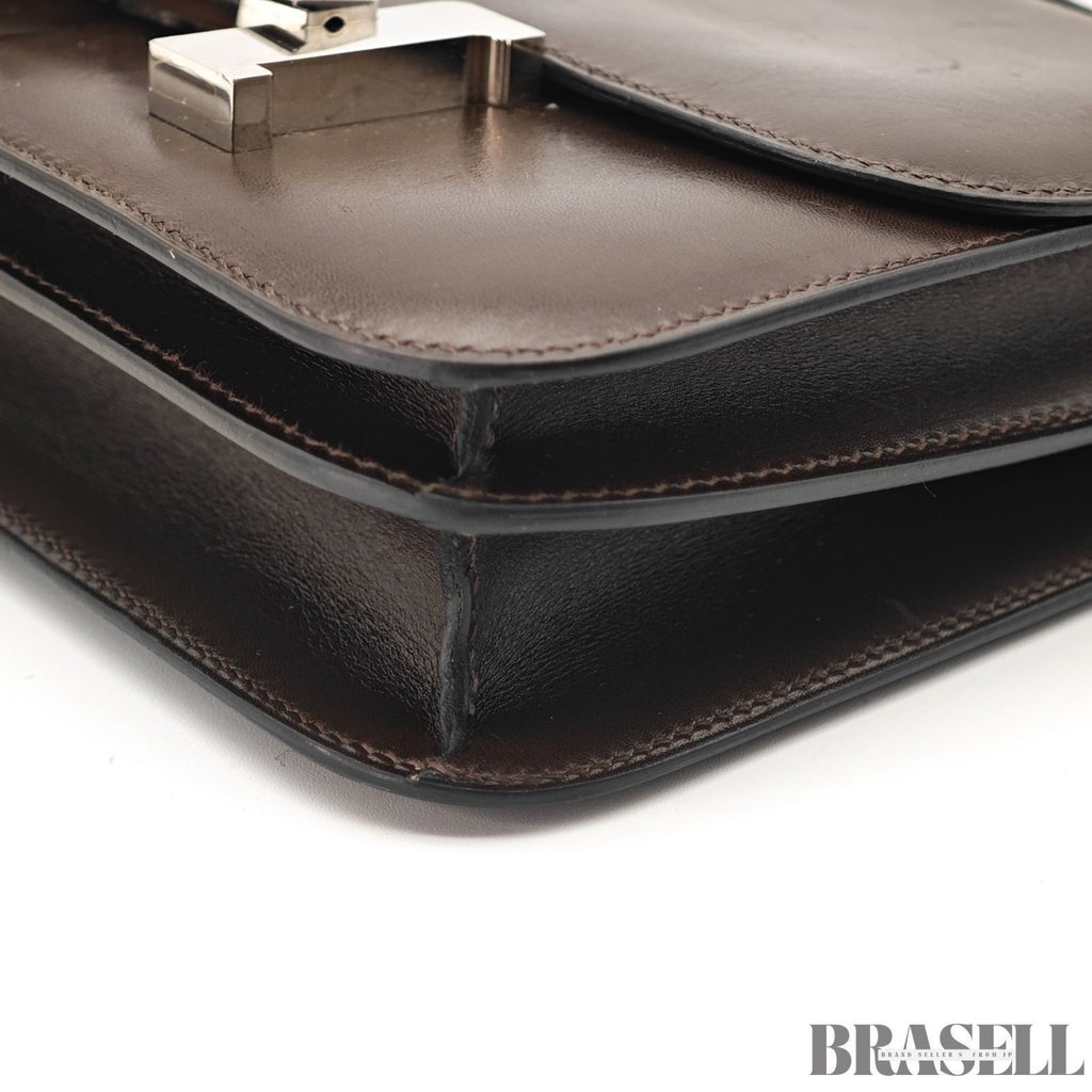 HERMES Constance 3 Mini Shoulder Bag Vos Swift Chocolate Silver Hardware
