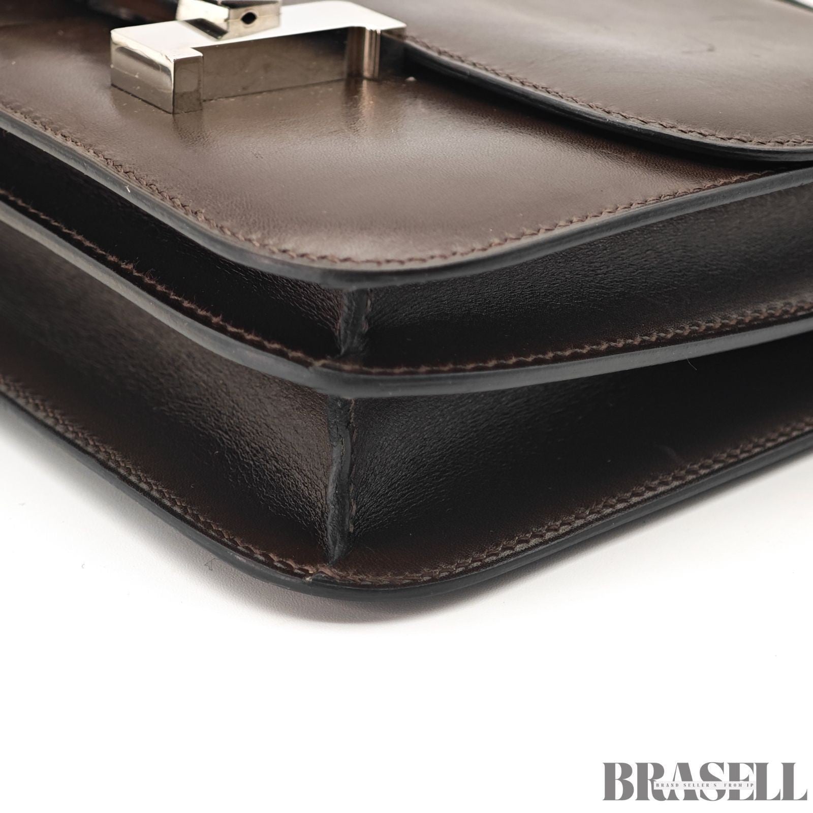 HERMES Constance 3 Mini Shoulder Bag Vos Swift Chocolate Silver Hardware