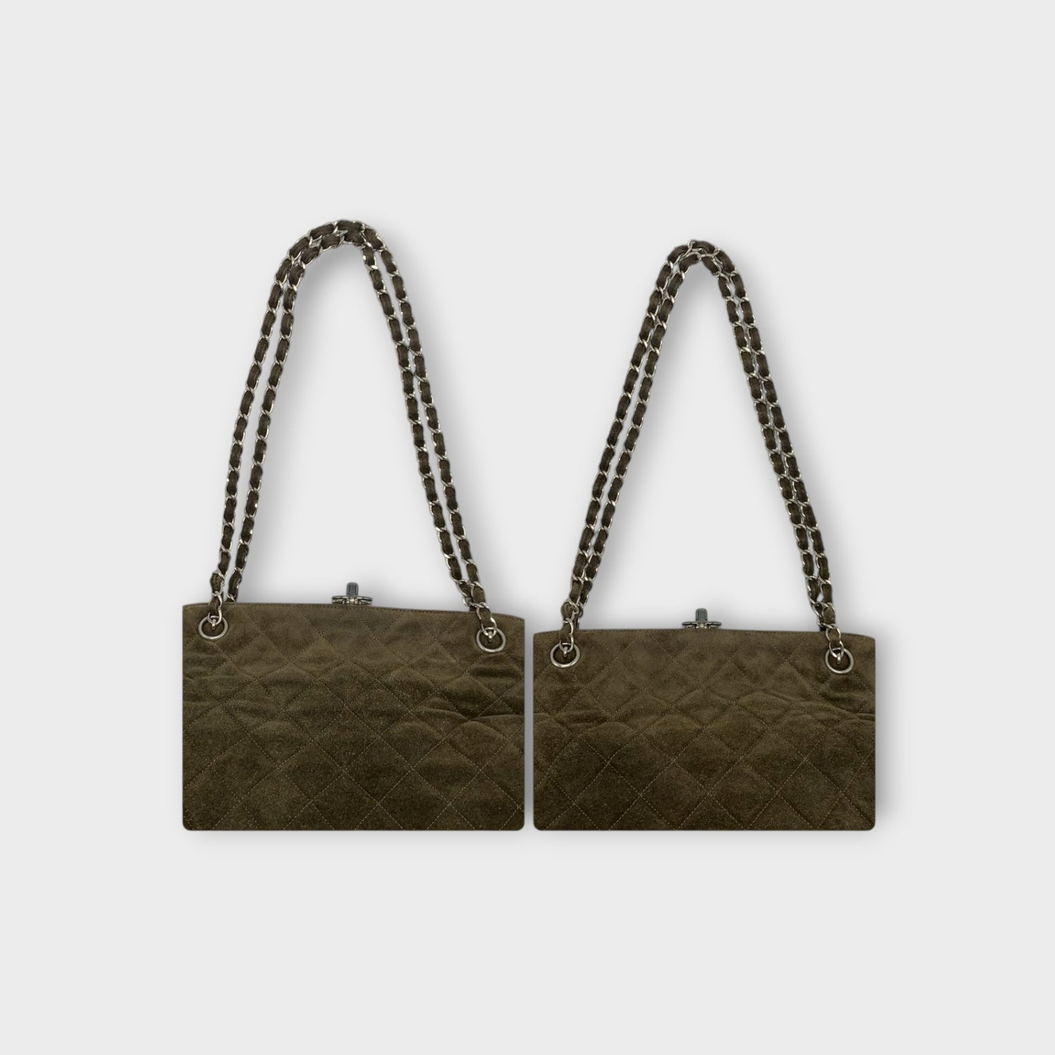 CHANEL Coco Mark Matelassé Suede Chain Shoulder Bag Brown Silver Hardware 【B】