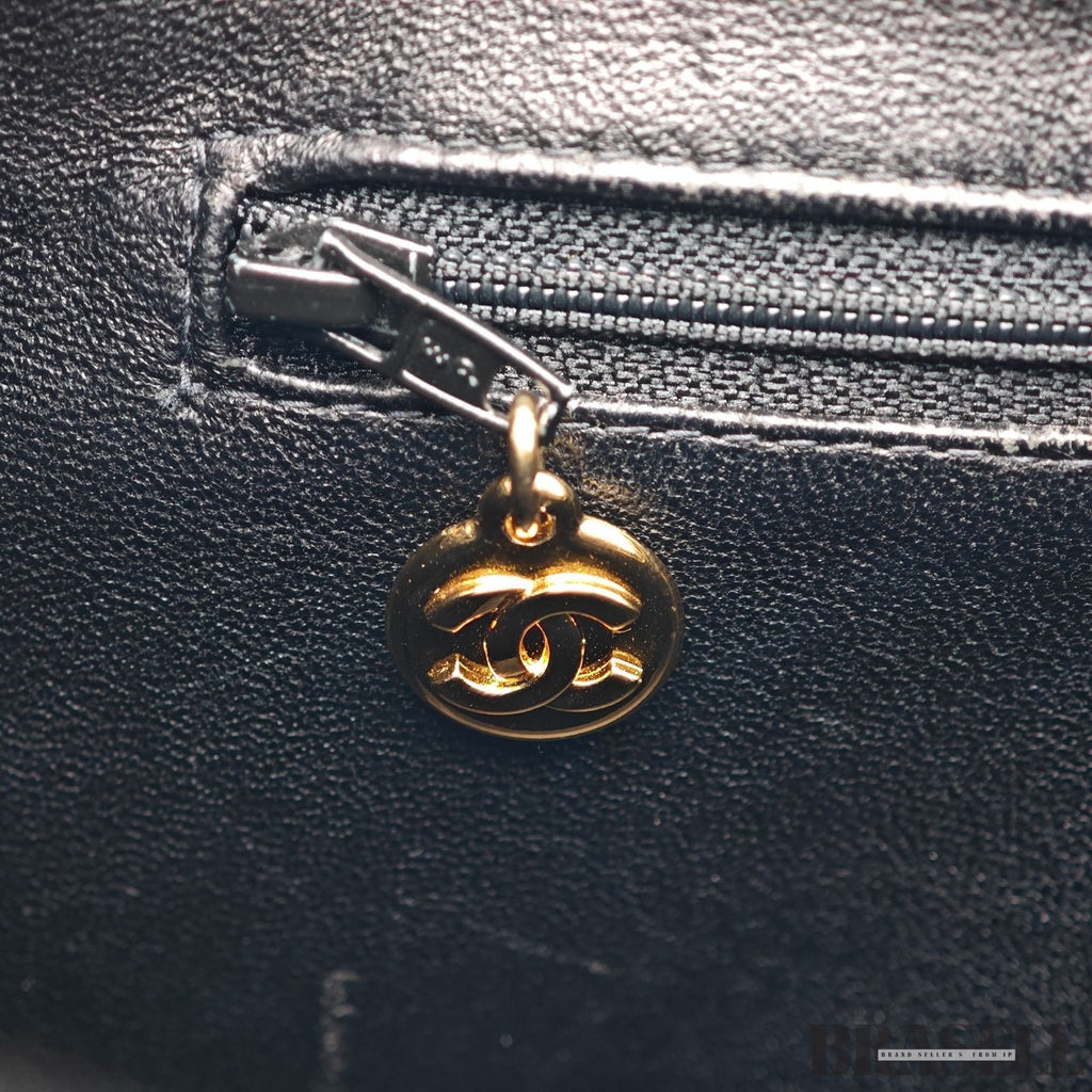 Chanel caviar skin A01804 Coco Mark Tote Bag Handbag Black Women Guarantee Card